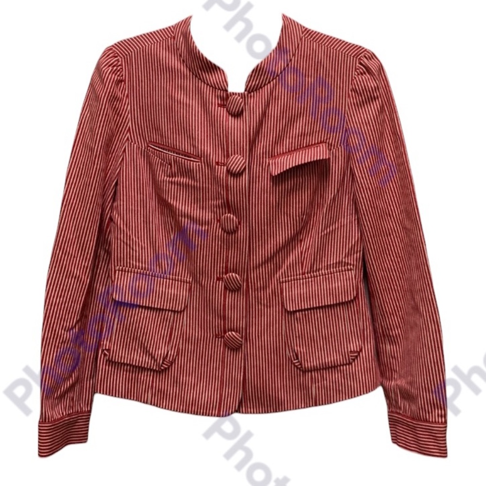 Tocca Orange Stripe Jacket Large Button In Size 6 - image 1